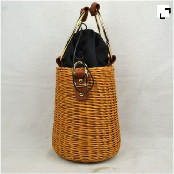 Small Wooden Wicker Crossbody Bag - Picture 6 of 6
